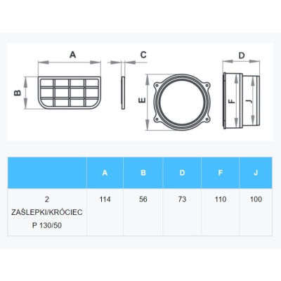 Komplet do odwodnienia liniowego- dwie zaślepki i króciec 130/50